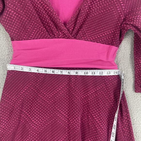 Patagonia Dress Womens Medium Organic Cotton Magenta Pink V-Neck Empire Waist - Picture 7 of 12
